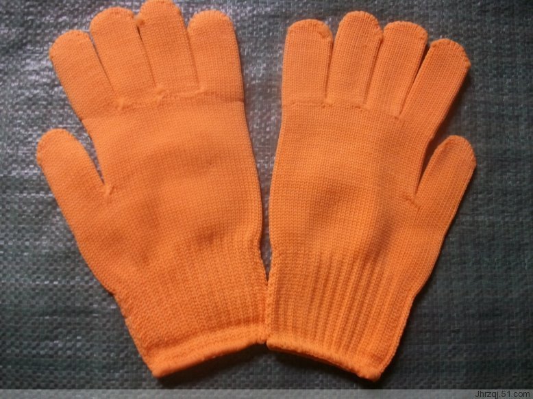 橙色全尼龙手套 劳保批发不易掉手套尼龙手套批发加厚加粗