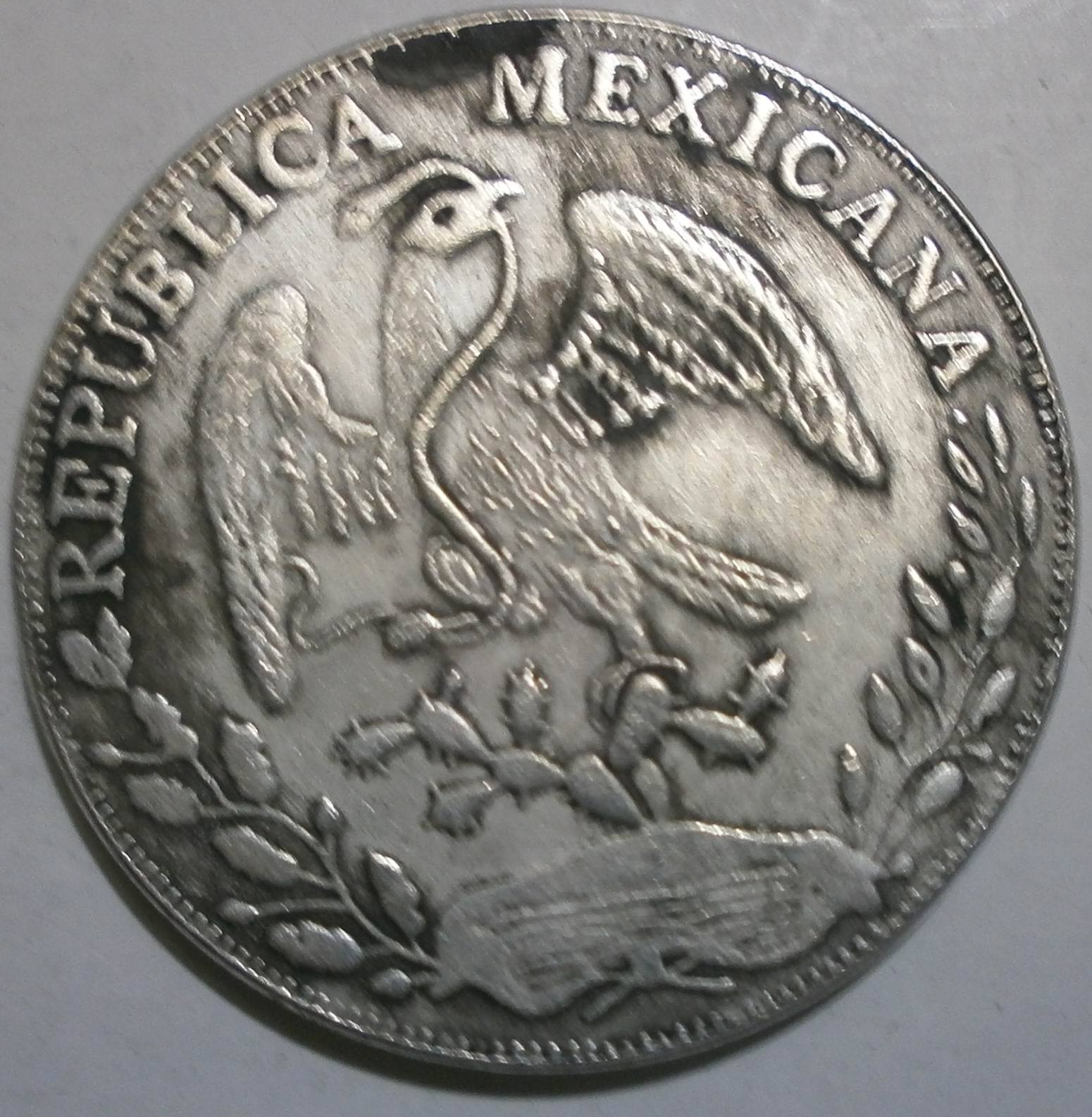 1908-Mo GV年鹰洋一圆银币。墨西哥城铸币厂。MEXICO. Peso, 1908-Mo GV. Mexico City Mint ...