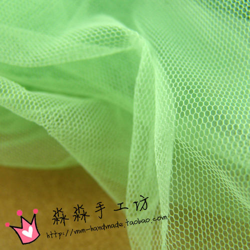 新款网眼布料 微硬糖果绿色透明网纱 青草绿头纱裙子婚纱里衬面料