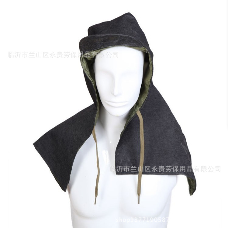 牛仔防尘披肩帽护头护肩劳保防护专用帽 工业耐磨牛仔布帽