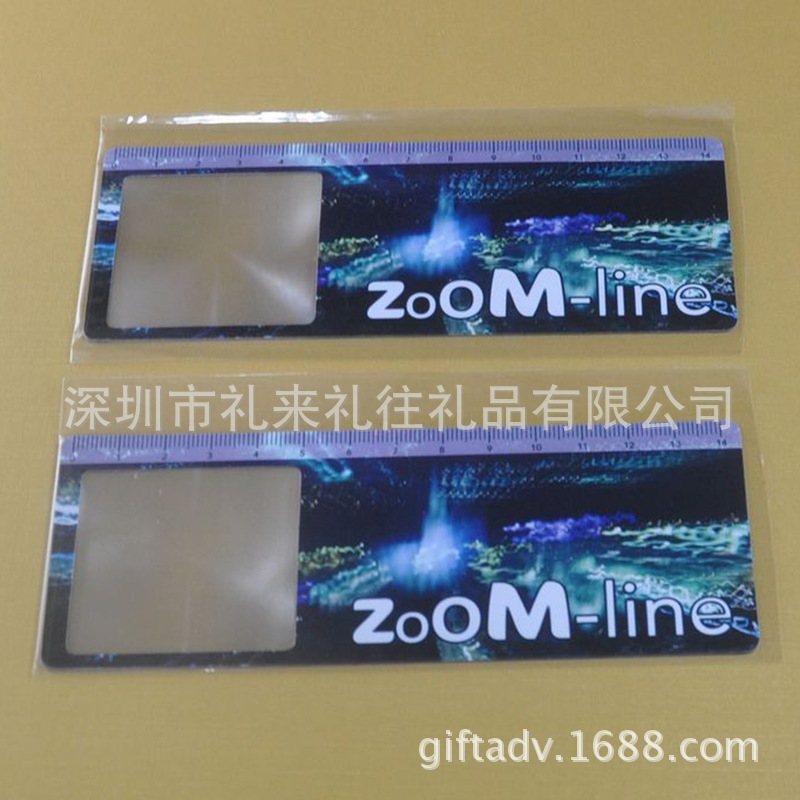 薄pvc塑料放大镜书签放大镜卡片式螺纹放大镜彩印丝带书签放大镜