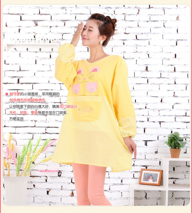 Liquidación Big Head Cat delantal de manga larga restaurante pet shop ropa de trabajo hogar anti-vestidor ropa anti-espalda delantal