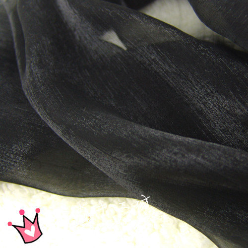 热销黑色顺纡绉锦丝皱雪纺衫服装布料特价薄纱闪光丝汉服布料