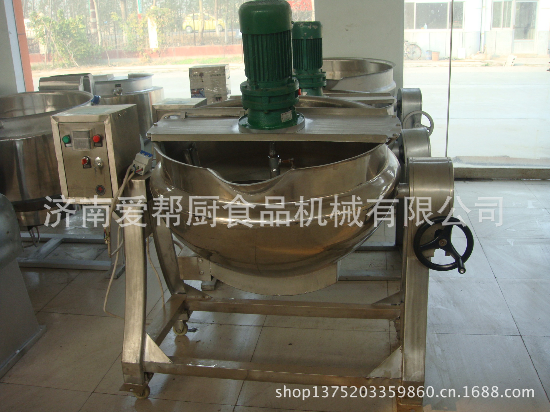 电加热夹层锅200L 多功能可倾式夹层锅 电导热油卧式炒拌机