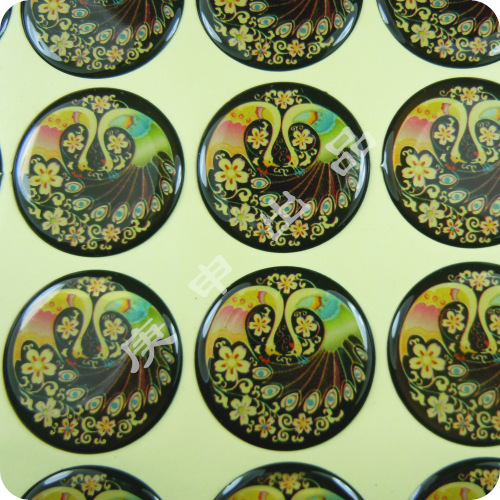 厂家 定制pvc材料印刷圆形水晶滴胶贴纸 滴胶不干胶标贴供应