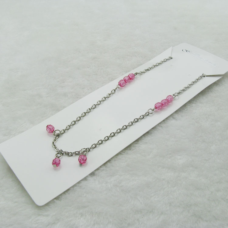 厂家直销儿童时尚坠珠项链 工厂供应编绳串珠弯针挂圈来料加工|ms