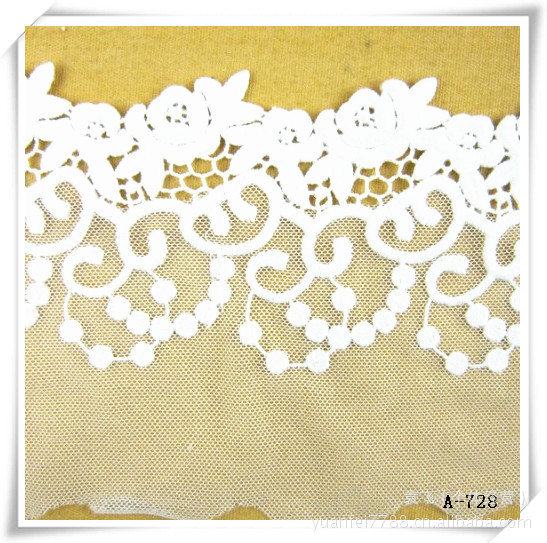 A-728水溶全纯棉刺绣网纱蕾丝花边DIY服装辅料11.5厘米绣花加工