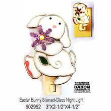 创意兔子小夜灯批发 彩色玻璃可爱兔子小夜灯 居家装饰流行小夜灯