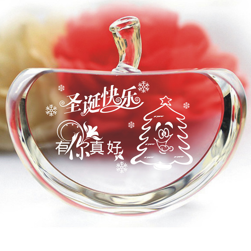 厂家批发创意水晶苹果 内雕创意水晶苹果 水晶苹果汽车摆件