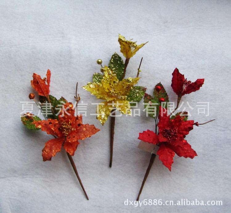 廠家直銷手工聖誕花,手工花,人造花,聖誕花配件