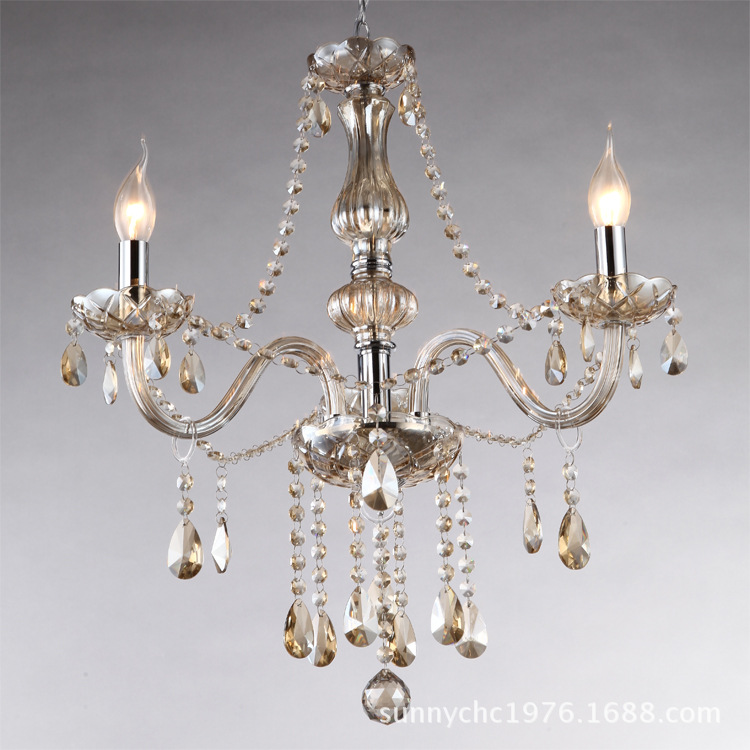 Araña de velas de coñac de estilo europeo araña de cristal de coñac araña de cristal marrón sala de estar dormitorio comedor