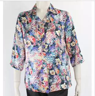 Шёлковая печатная футболка, майка для матери, для среднего возраста, три цвета