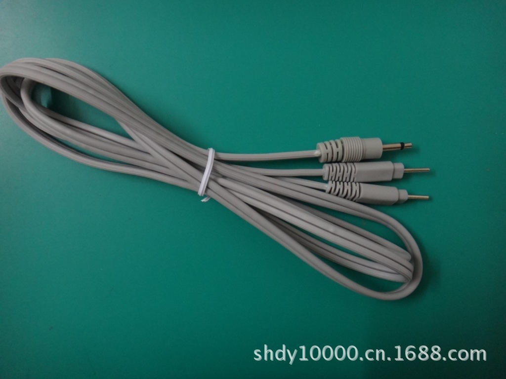 厂家批量供应铜箔丝导线 3.5直头对2针 3.5插针线 理疗线