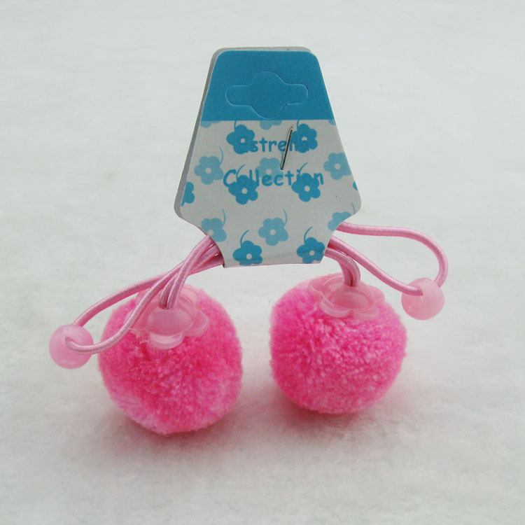 厂家直销毛球对扎 儿童头花 杨梅球头花 毛线球头花