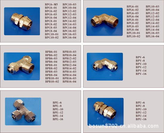 供应宝塔系列铜接头，快拧快插直角卡套BPL8-03