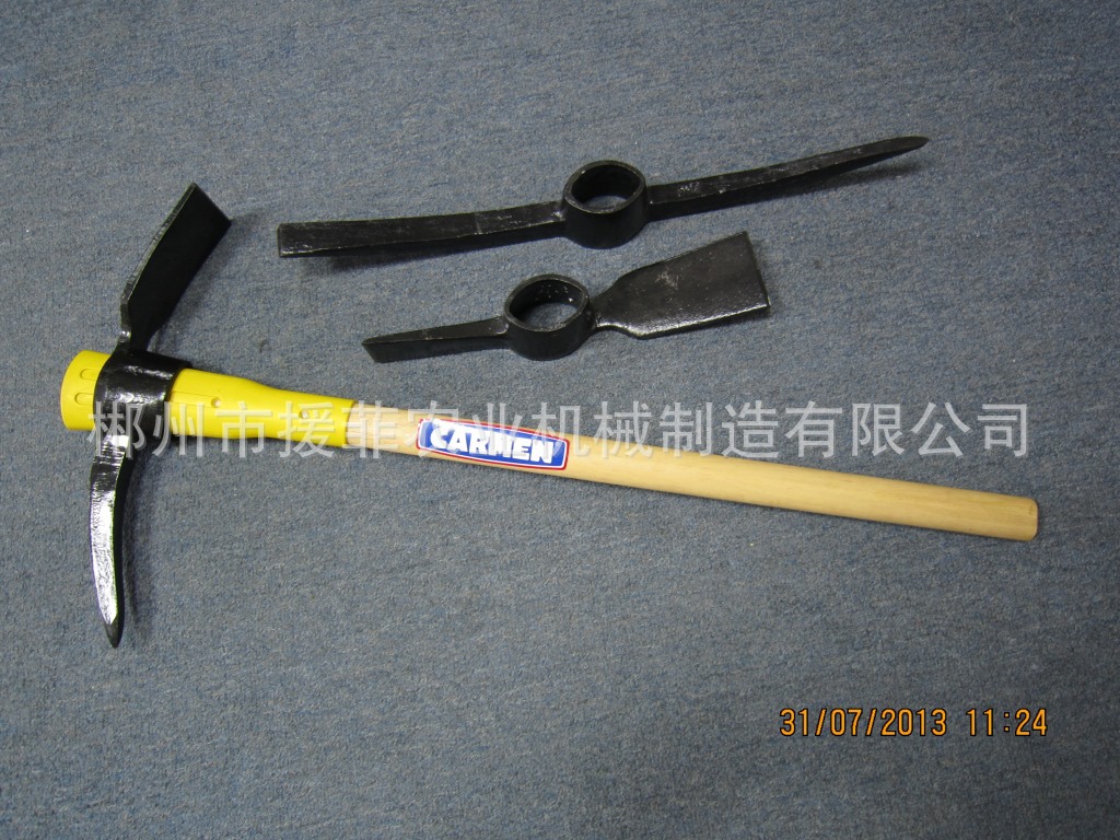 PICK出口南美锻打钢镐P401辊锻  钢镐牌P406红色钢镐带木柄P407