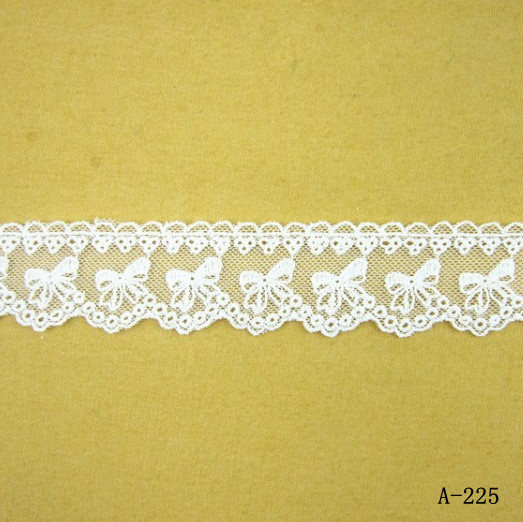 A-225供袖口领口花边百搭刺绣蝴蝶结花边DIY服装辅料3.5布贴加工