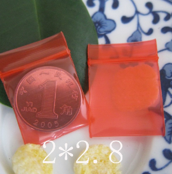 红色PE2*2.8*20丝特小加厚非透明自封袋密封袋 饰品包装袋 100个