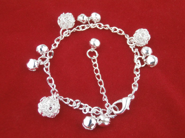 Silver Bracelet National Style New Bracelet Bell Alloy Ball Plating Thick display picture 7