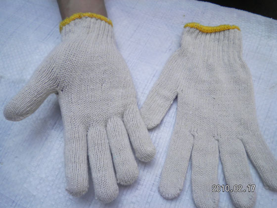 批發本白色800g勞保手套 加厚 耐磨防護手套廠家直銷 特價促銷