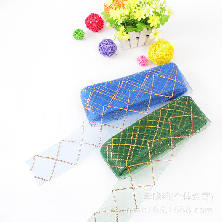 春蚕工艺新款7cm厘米弹性弹力网带圣诞头饰网纱蝴蝶结辅料