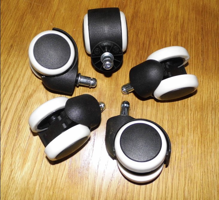 转椅脚轮插式黑白万向轮PU轮地板轮5只轮彩色椅轮椅盟包邮滚轮14