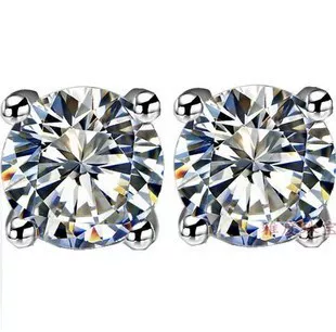 Yadu Jewelry Sona Drilling Earrings Silver Platinum Classic Four Placed Carbon Diamond Extract