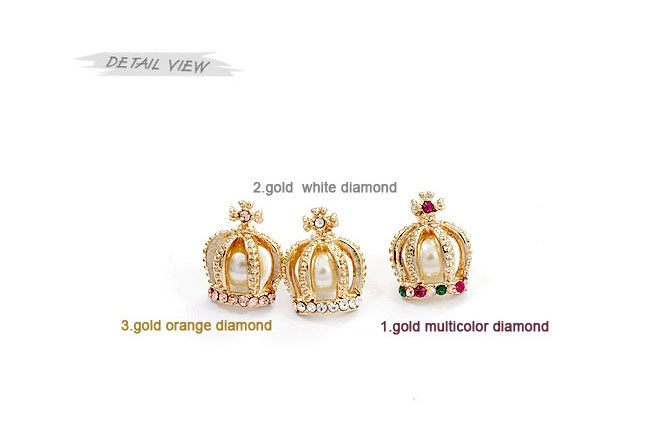 Earrings Pearl Cross Earrings Colored Diamond Crown Earrings Women's Earrings display picture 6