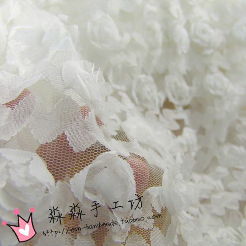 厂家直销纯白立体花小碎花盘花布料厂家批发礼服婚纱网纱蕾丝面料