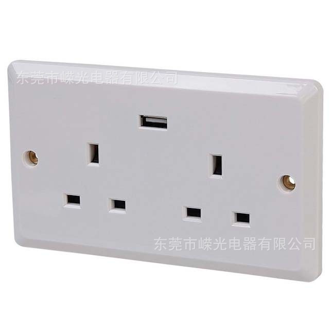 UK-111 USB墙面插座 BS英式13A插座 USB电源面板 英国墙壁插座