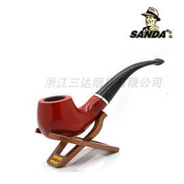 正品三达SD-501A国风怀旧系列实木弯式烟斗 铜芯过滤创意烟具
