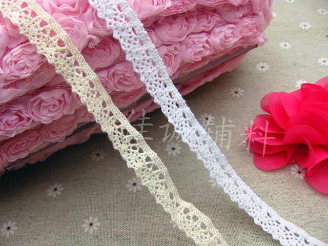 服装辅料漂白/本白色纯棉花边 单边棉线花边 DIY材料 1.5CM