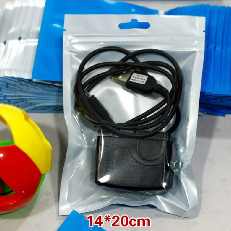 14*20cm超市飞机孔蓝色珠光膜阴阳骨袋 半透明封口袋 自封袋1个价