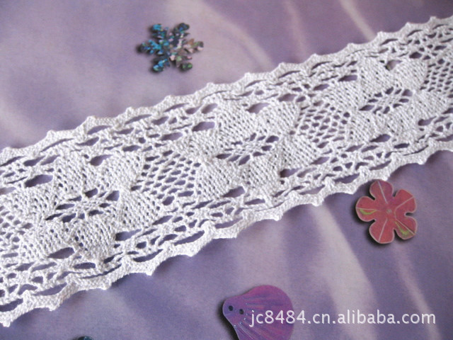 服装辅料漂白色双边六瓣纯棉花边 5.2CM