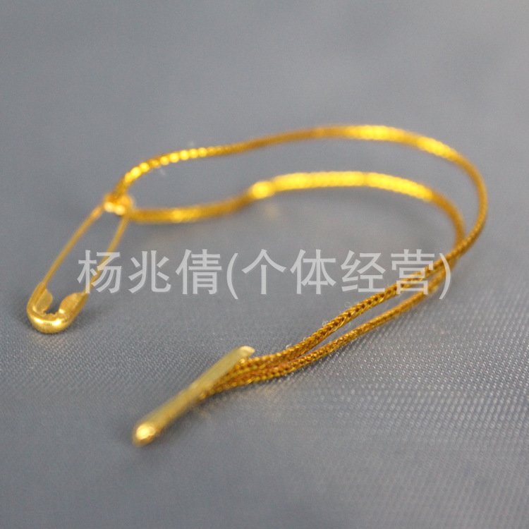 厂家供应 带别针吊牌绳 铁扣吊牌线 服装吊牌 金色、黑绳线