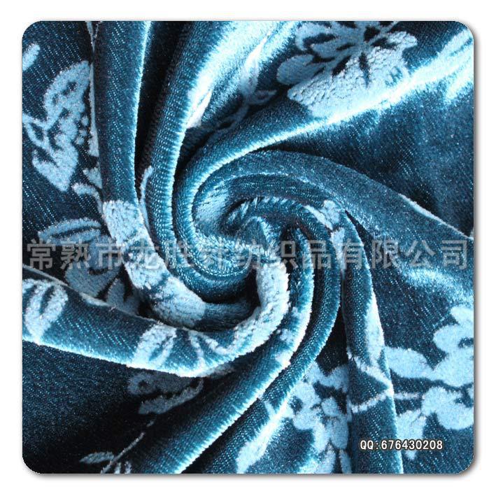 【植绒密丝绒】高档服装多色雕印烂花针织 经编植绒印花密丝绒