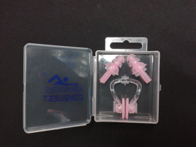 厂家大量供应搏路 conquest 高档柔软防水硅胶鼻夹耳塞 游泳配件详情图6