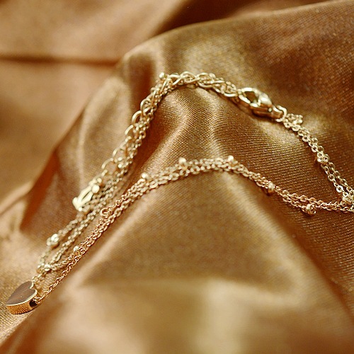 double-layer anklet alloy peach heart love peach heart-shaped double-layer bracelet