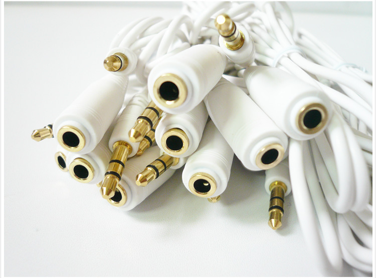 镀金耳机延长线 3.5公对母 1米耳机加长线 3.5音频延长线 白色