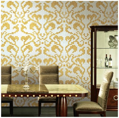 [出厂价]玻璃马赛克 马赛克拼图 金箔仿金幻彩马赛克 凤尾图|ru
