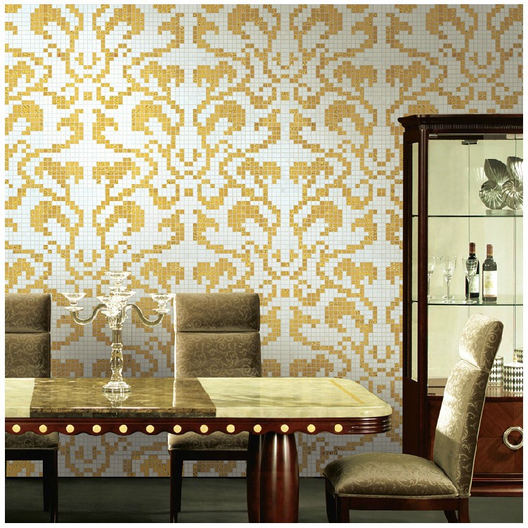 [出厂价]玻璃马赛克 马赛克拼图 金箔仿金幻彩马赛克 凤尾图|ru