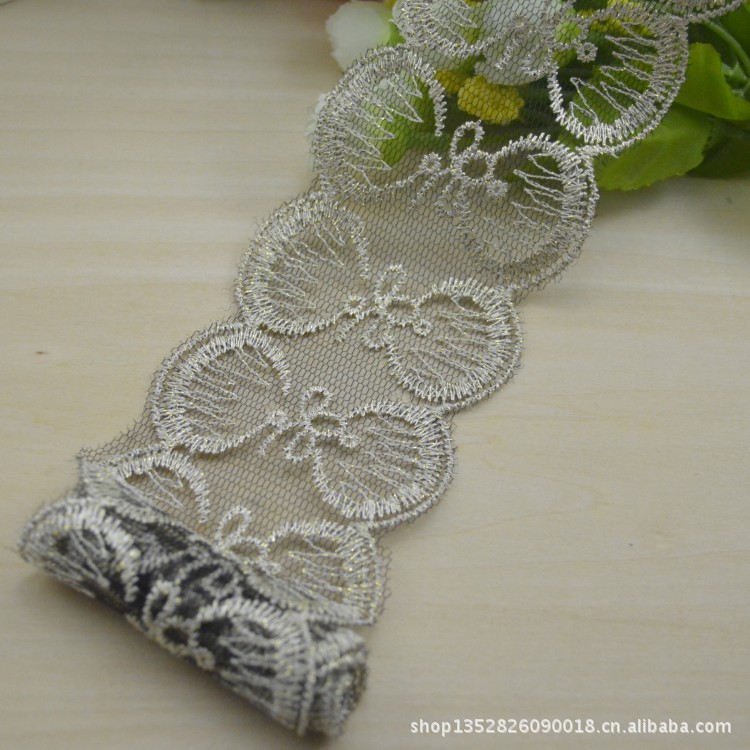 推荐 工厂供应 蕾丝花边C053 服饰辅料 刺绣花边 浅金丝花边