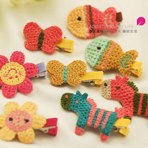 Korean jewelry wholesale cute hair accessories cartoon children's handmade hair clips braided pony fabric side clip BB clip