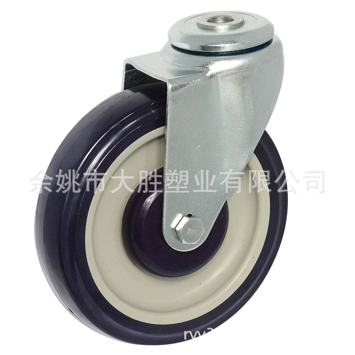 专业提供5寸PU双轴孔顶高品质超市购物车脚轮 静音耐磨