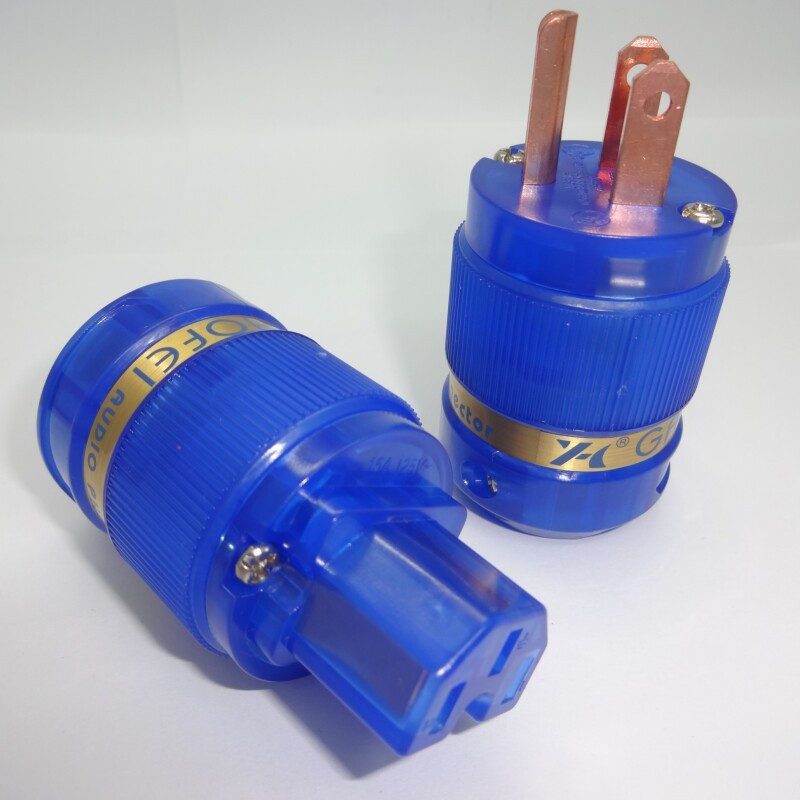 美式电源头蓝色 发烧线材电源头 美标发烧头