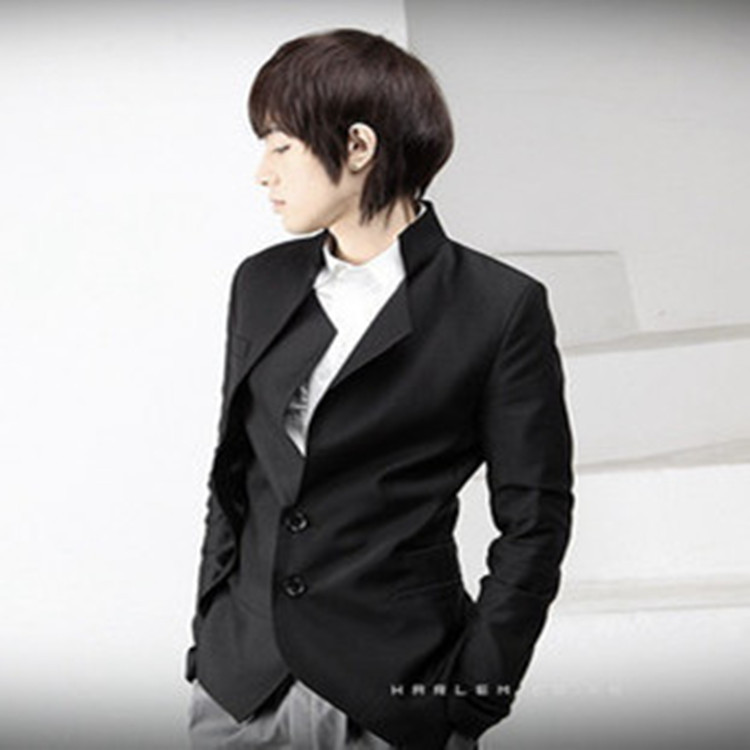 21013巴黎韩版潮男个性韩庚走秀不规则修身小西服 一件代发