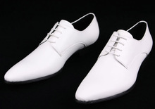新款皮鞋白色鞋皮皮鞋纯皮打造系带尖头欧美风格不闷脚婚宴鞋
