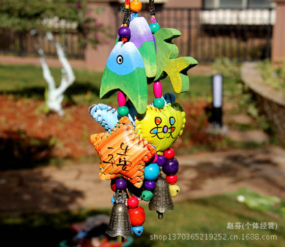 木头彩皮挂件风铃