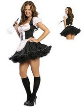 黑色性感花边裙衬 欧美游戏制服性感女佣服 情趣女仆装M4288