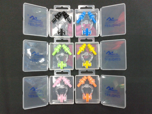 厂家大量供应搏路 conquest 高档柔软防水硅胶鼻夹耳塞 游泳配件详情图1